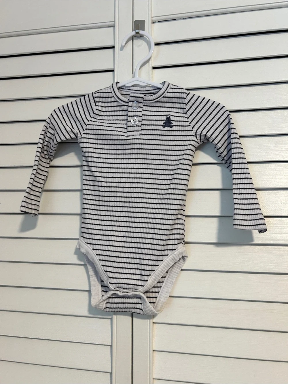 Baby Gap Striped Long-Sleeve Baby One-Piece Bodysuit - White & Navy